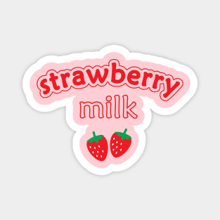 Strawberry Milk Kawaii Cute Strawberries Red Magnet