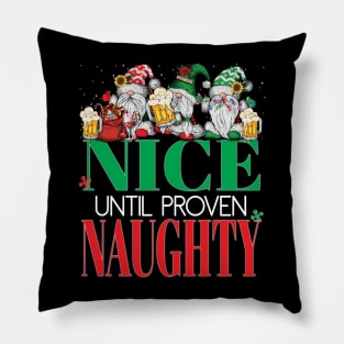 Funny Nice Until Proven Naughty Santa's Beers Christmas Cheers Xmas Party Pajama Pillow