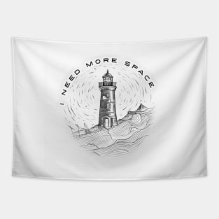 Lighthouse Minimalist Design with Mountain Tapestry