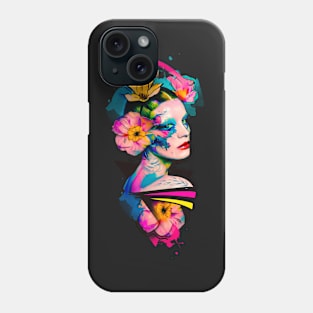 Abstract lady with flowers Phone Case