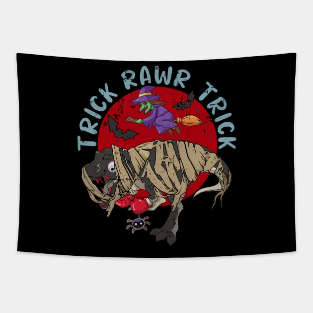 Trick Rawr Treat Dinosaur Halloween Tapestry by alcoshirts