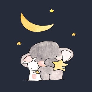 A Rabbit & The Baby Elephant Playing With Fallen Star T-Shirt