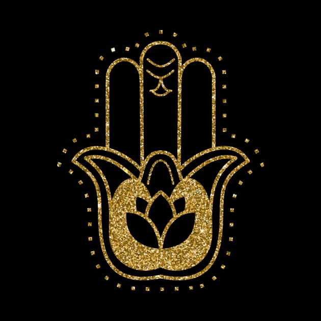 Gold Lotus Hamsa Amulet by She Gets Creative