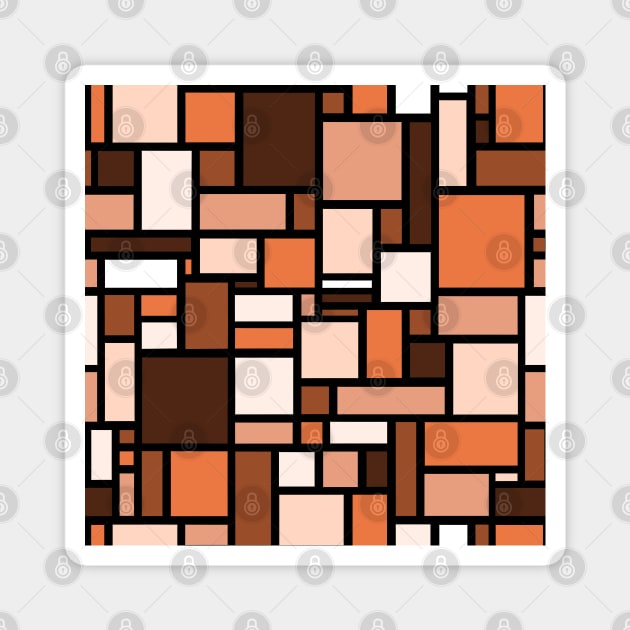 Orange Brown Square and Rectangle Geometric Patterns - Disco Vibes Magnet by SemDesigns