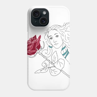 birth of venus - red rose - minimal Phone Case