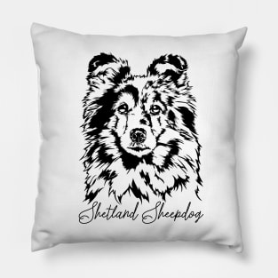 Funny Proud Sheltie Shetland Sheepdog dog portrait Pillow