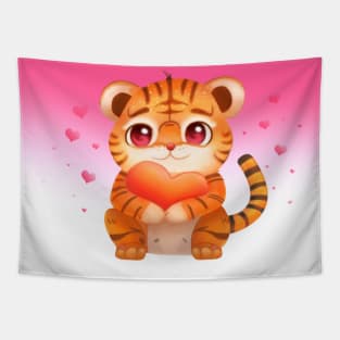 Cute Tiger Valentines Tapestry