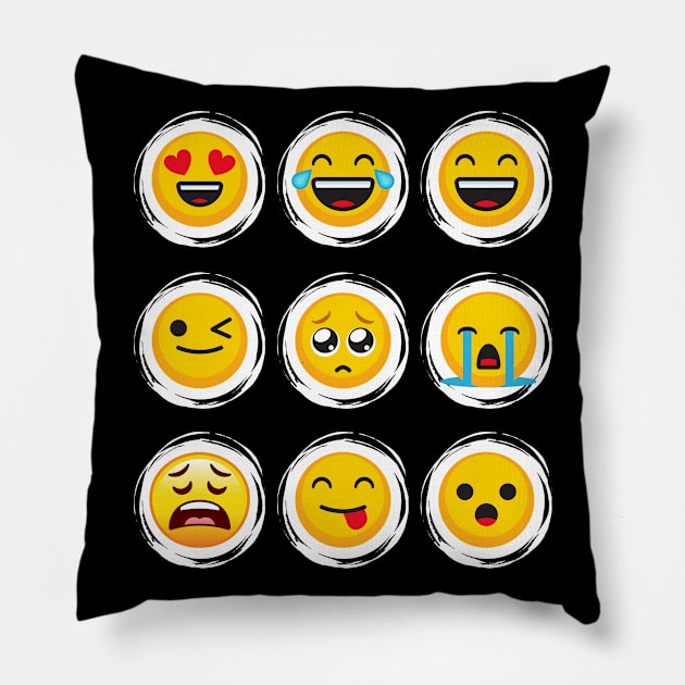 Emoji Social Media Texting Icons Pillow by Elysian Alcove