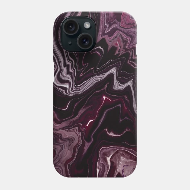 Lush swirl abstract pattern, in silver and purple paint texture Phone Case by F-for-Fab