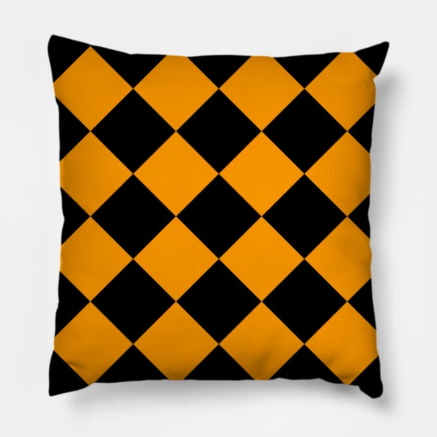 Black and Orange Diamond Pattern Pillow by ButterflyInTheAttic