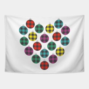 Multi Color Buffalo Plaid Christmas Ornament Filled Heart Tapestry