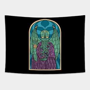 Eldritch Elegance: Cthulhu's Stained Glass Cathedral Tapestry