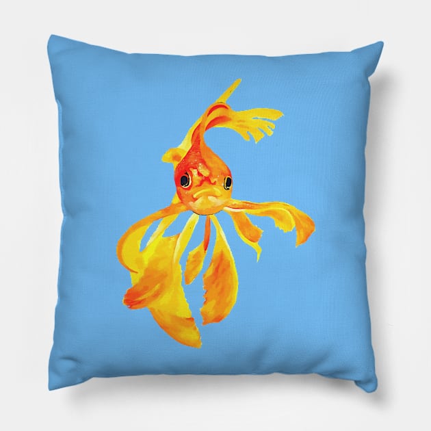 Cute Fantail Goldfish Vector Art Pillow by taiche