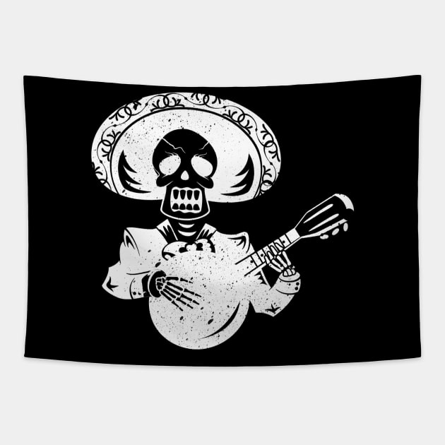 'Skull Playing Banjo' Awesome Music Gift Tapestry by ourwackyhome