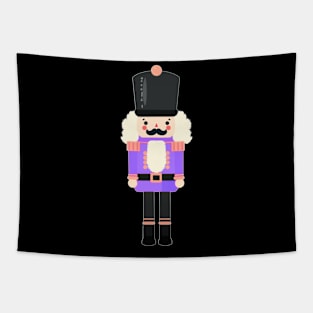 Purple Christmas Nutcracker Toy Soldier Graphic Art - Black Background Tapestry