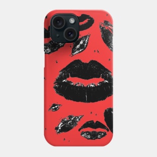 Kisses All Over (Black & Red) Phone Case