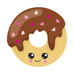 Kawaii Donut, Chocolate Donut, Doughnut, Hearts T-Shirt