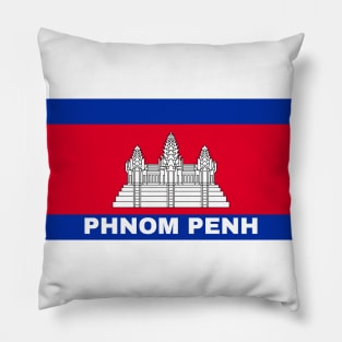 Phnom Penh City in Cambodian Flag Pillow