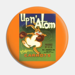 Vintage Up n' Atom Carrots Fruit Crate Label Pin