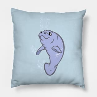 Outrageously Cute Manatee with Bubbles Pillow