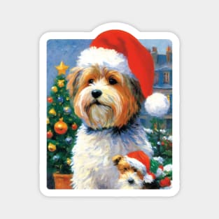 Christmas Lhasa Apso Dog Portrait painting Magnet