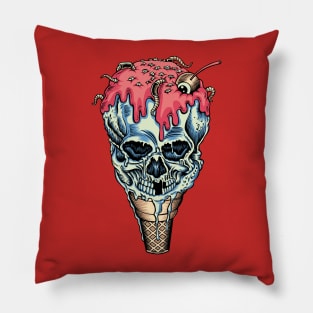 Skull Ice Cream Cone  Illustration Pillow