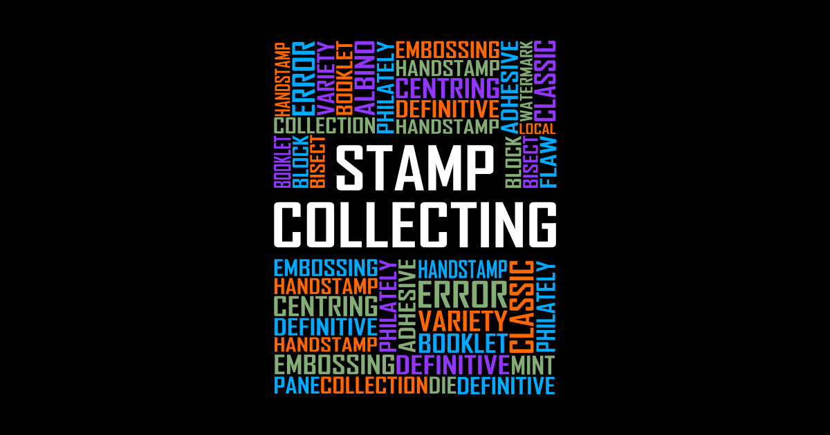 Stamp Collecting Words Stamp Collecting Words Sticker TeePublic