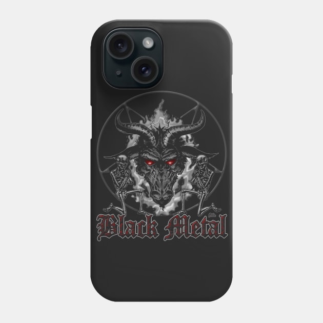 Black Metal Music Baphomet Pentagram Phone Case by monstermangraphic