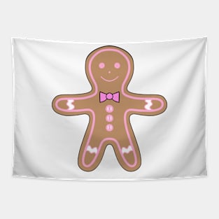 GINGERBREAD Man Christmas Cookie Pink Icing Tapestry