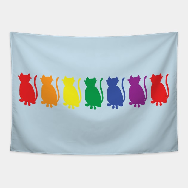 Colorful Cats Pride Rainbow Tapestry by ellenhenryart