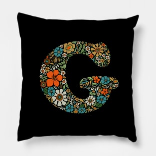 Hippie Floral Letter G Pillow