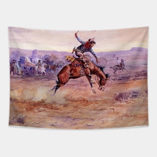 “Bucking Bronco” by Charles Russell Tapestry