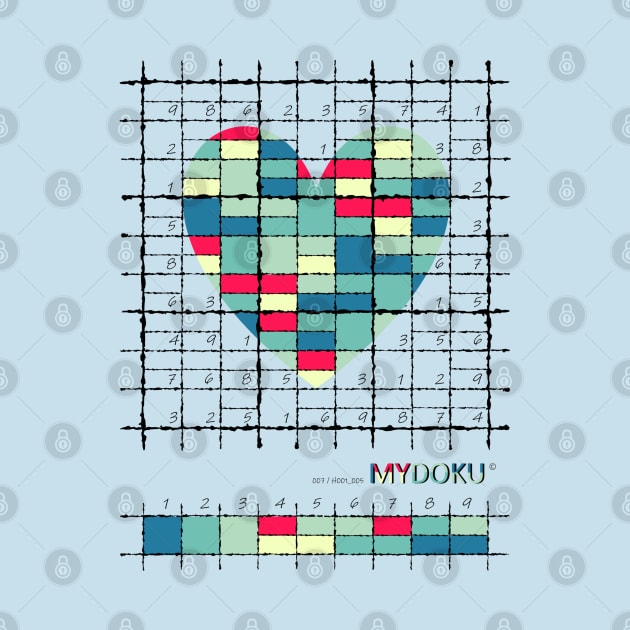 Mydoku_007_H001_005_F: Sudoku, Sudoku coloring, logic, logic puzzle, holiday puzzle, fun, away from screen by Mydoku