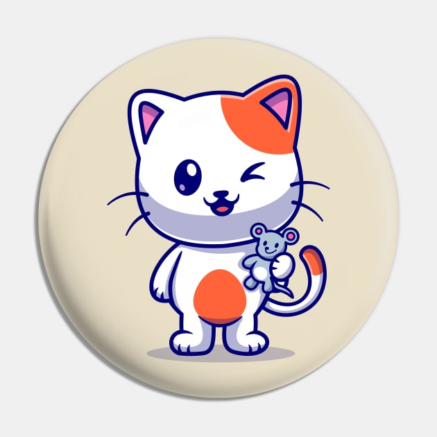 Cute Cat Catches Baby Mouse Cartoon Pin by Catalyst Labs