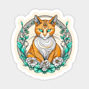 Glamourous Art Nouveau Kitty Magnet