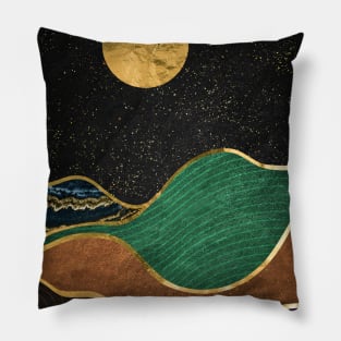 Gold landscape with moon #4 Pillow