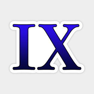 Blue Roman Numeral 9 IX Magnet