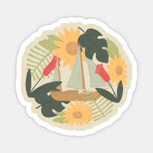 The sail behind a little flowers Magnet