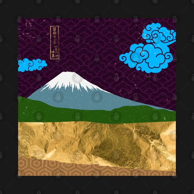 Japanese Gold landscape with mountain by GreekTavern