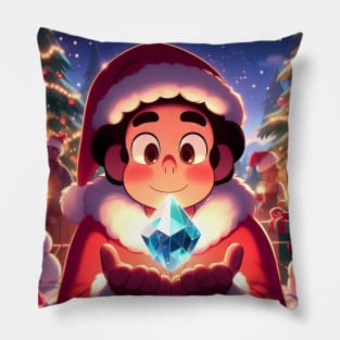 Crystal Holidays Extravaganza: Steven Universe Christmas-Inspired Art for Timeless Cartoon Designs and Festive Gems! Pillow