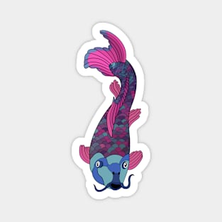 Pink Blue and Purple Koi Magnet