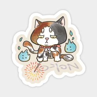 A Cute Neko playing Fireworks alone. Magnet