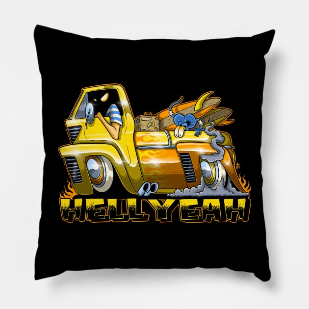 Hellyeah Pillow by Il villano lowbrow art