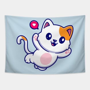 Cute Cat Floating Cartoon Tapestry