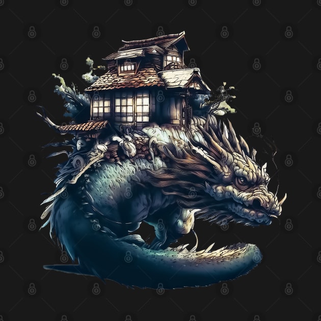 Japan House on earth dragon by TomFrontierArt