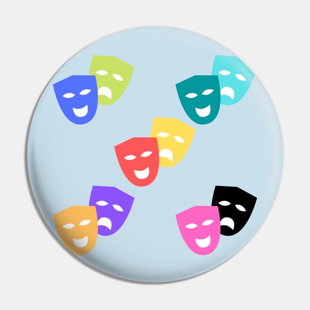 Theatre Masks Perfect Theatre Gift Colorful Pattern Pin by Teatro