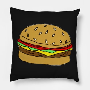 Burger drawing Pillow