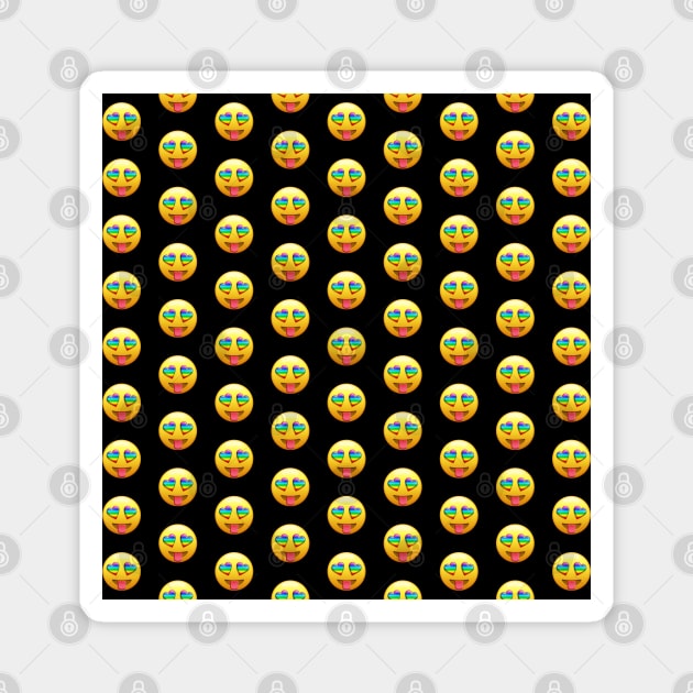 Smiling Face with Rainbow Heart-Eyes Tongue Out Gay Emoji Pattern Magnet by williamcuccio