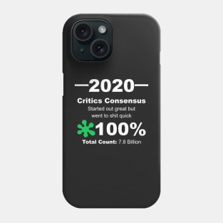 Humorous 2020 Review Rotten Tomatoes Score From World Population White Lettering Phone Case