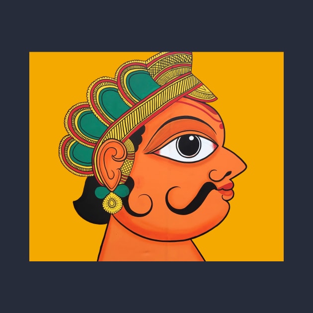 Indian folk art face of man, male face, mustache face, king face, indian art by gopalpjoshi